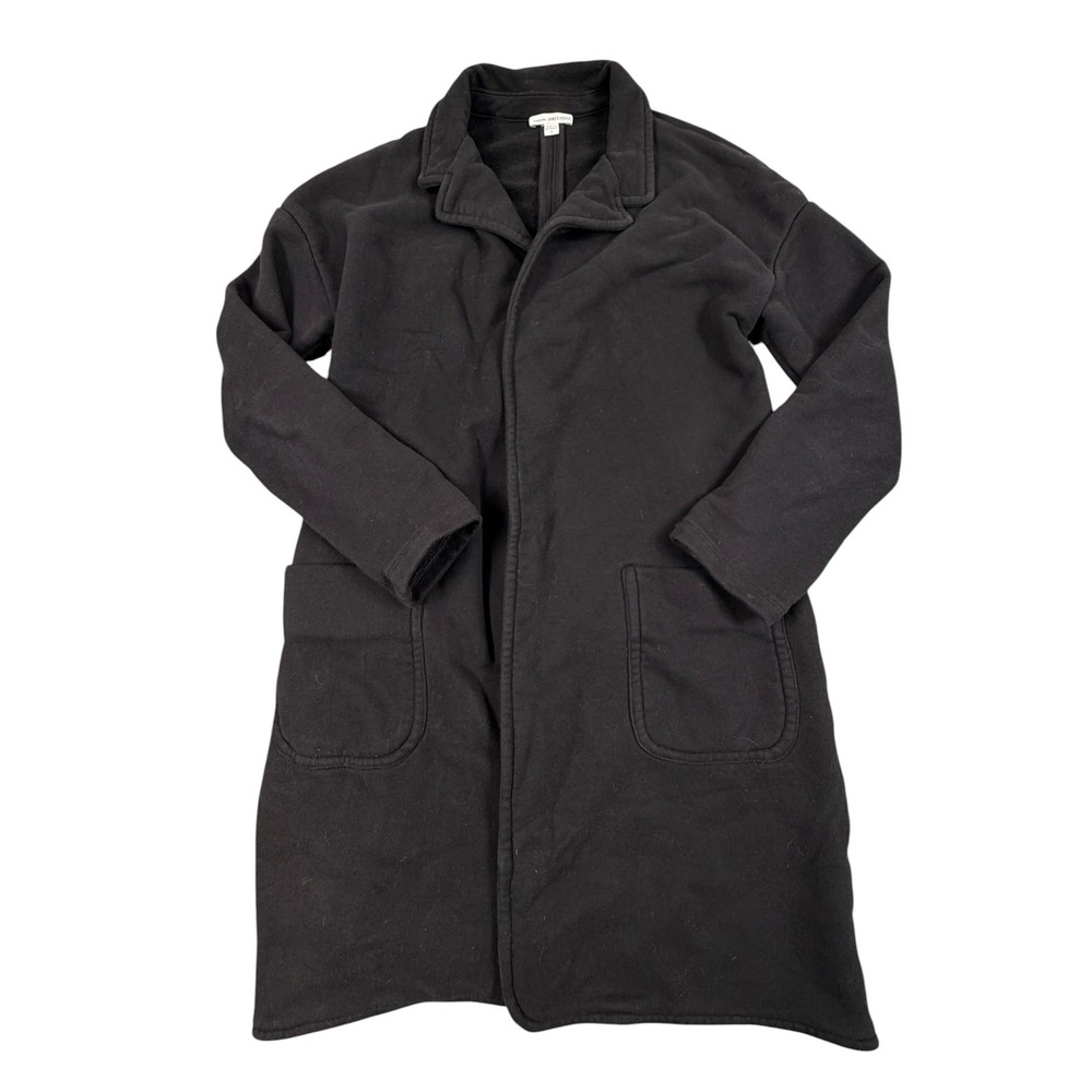 James Perse Standard Womens Coat Long Cotton Cardigan Black Size 3